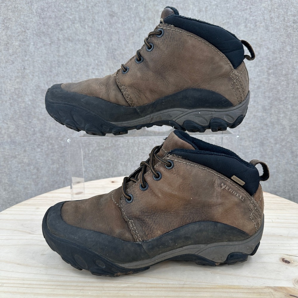 Merrell Coda Mid Hiking Boots Mens 9 Brown Leather Waterproof Vibram 0510-75339
